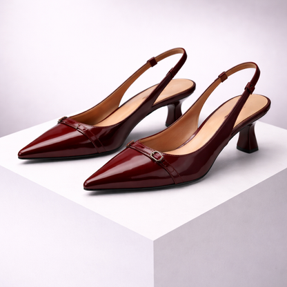 Patent Leather Pointed-Toe Slingback Heels
