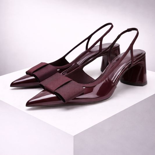 Leather Pointed-Toe Slingback Heels